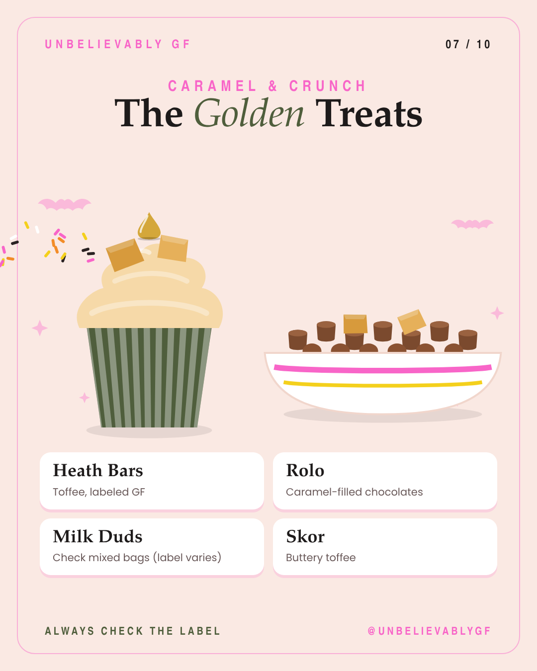 Gluten-free Heath, Rolo, Milk Duds and Skor