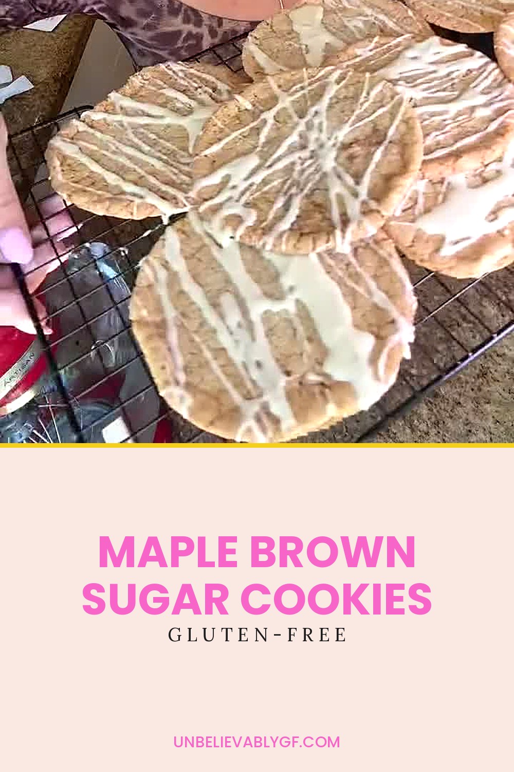 Gluten-free maple brown sugar cookies with maple glaze (Pinterest image)